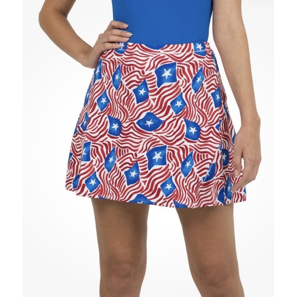 Ladies IBKUL RYLEE Golf Tennis Swing Skort Women's Size Medium Red Blue UPF50+